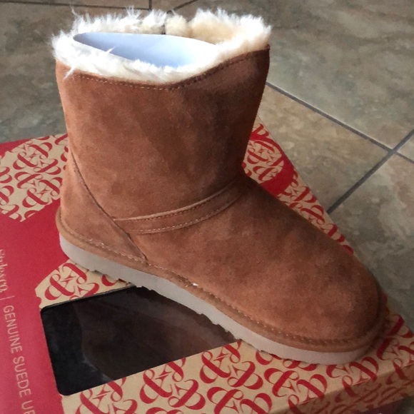 Style & Co. Shoes - Ciley chestnut suede boots w/ fur (similar to Ugg)